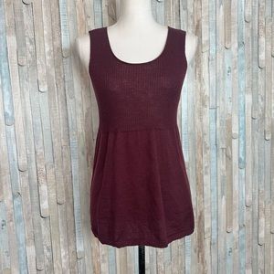 Eileen Fisher S Red 100% Wool Knit Sleeveless Pullover Sweater Tank Top